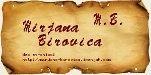 Mirjana Birovica vizit kartica